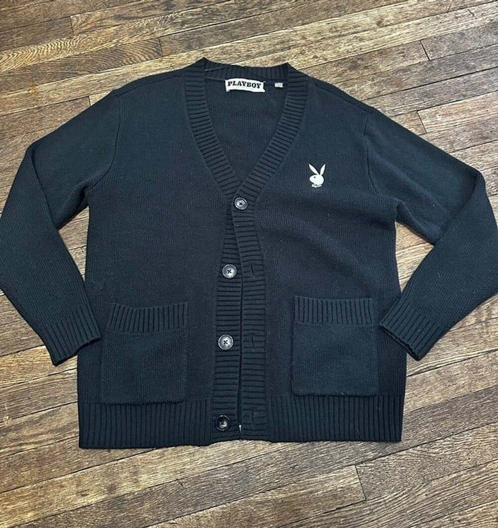 Playboy by Pacsun Medium Knit Cardigan Black Casual Librarian School Girl